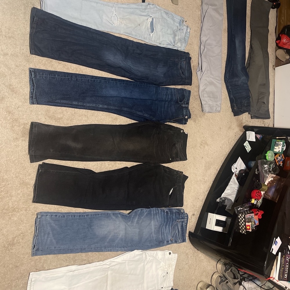 Men’s jeans! Some new and some used! 
Trying To Get Rid. all different Sizes